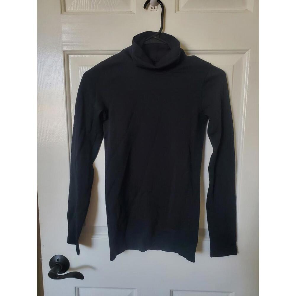 LULULEMON Yin Vibes Turtleneck Shirt Ribbed Long Sleeve Top Black Size 4